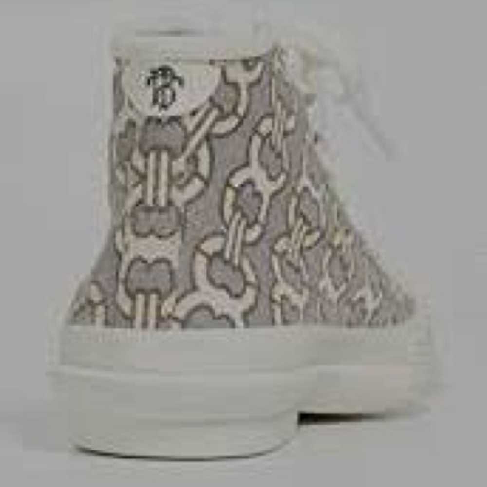 NWT Tory Burch Buddy Cap Toe Canvas Off White High Top Sneakers/Duck Shoes - Picture 11 of 13